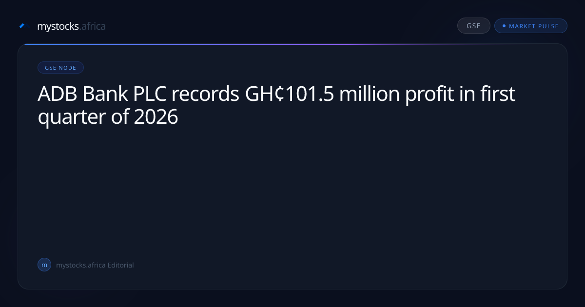 ADB Bank PLC records GH¢101.5 million profit in first quarter of 2026 ...