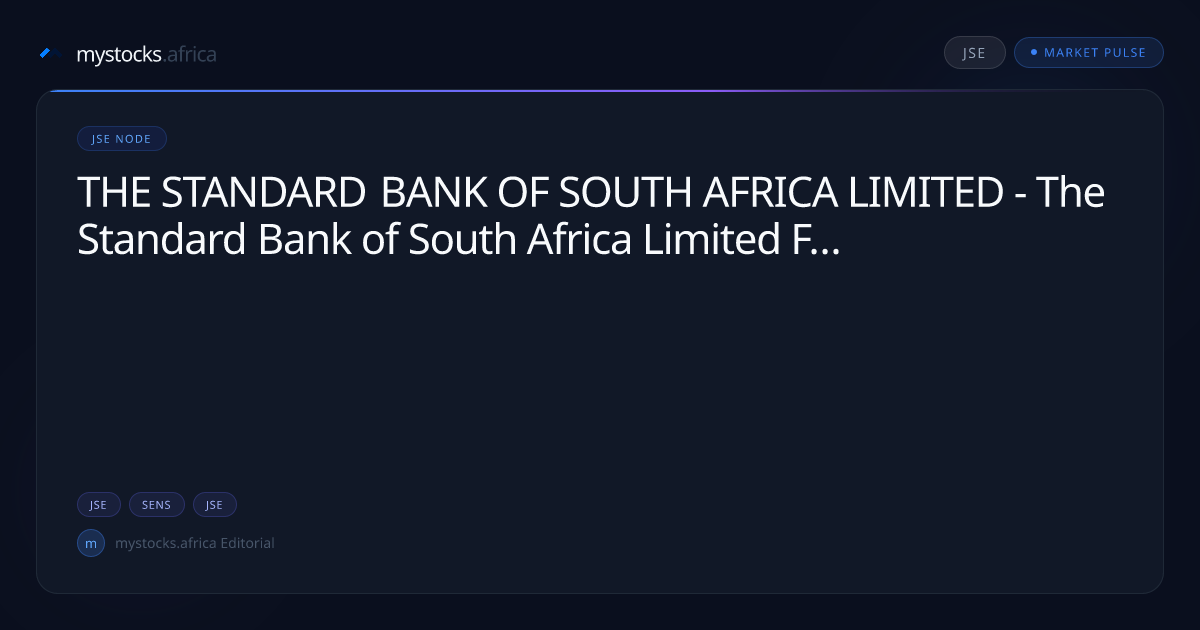 THE STANDARD BANK OF SOUTH AFRICA LIMITED - The Standard Bank of South ...
