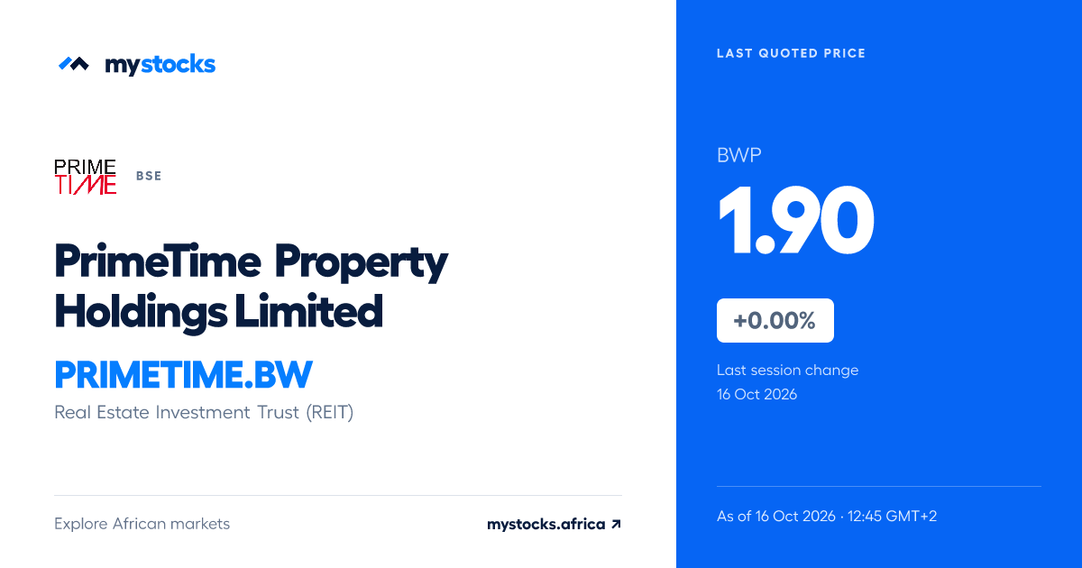 PrimeTime Property Holdings Limited Share Price Today | BSE