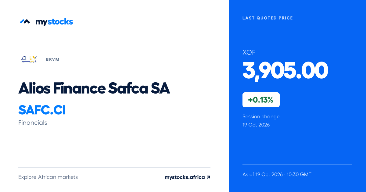 Alios Finance Safca SA Share Price Today | BRVM